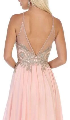 May Queen - MQ1646 Embroidered Halter A-line Dress -Wedding Dress Shop may queen mq1646 embroidered halter a line dress cocktail dresses 28823756144723