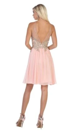 May Queen - MQ1646 Embroidered Halter A-line Dress -Wedding Dress Shop may queen mq1646 embroidered halter a line dress cocktail dresses 28823756308563