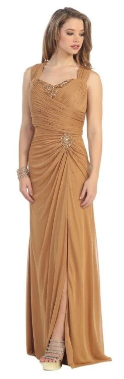 May Queen MQ843 Stunning Jeweled And Ruched Sweetheart Long A-line Dress