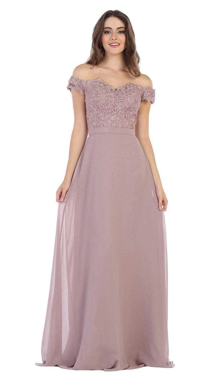 May Queen - Off Shoulder A-Line Evening Gown MQ1601 - 1 Pc Dusty Rose In Size 10 Available 1 May Queen - Off Shoulder A-Line Evening Gown MQ1601 - 1 Pc Dusty Rose In Size 10 Available