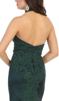 May Queen - RQ7743 Appliqued Halter Mermaid Gown -Wedding Dress Shop may queen rq7743 appliqued halter mermaid gown evening dresses 27974475546707