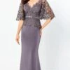 Montage By Mon Cheri - 220946 Embroidered Lace V-neck Long Dress