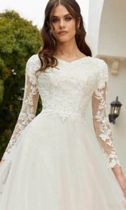 Mori Lee Bridal 30122 - Long Sleeve V-Neck Wedding Gown -Wedding Dress Shop mori lee bridal 30122 long sleeve v neck wedding gown special occasion dress 30515426918483