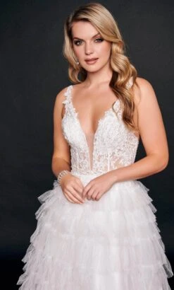 Nina Canacci 3226 - Tulle Lace A-line Tiered Gown -Wedding Dress Shop nina canacci 3226 tulle lace a line tiered gown special occasion dress 31851040505939