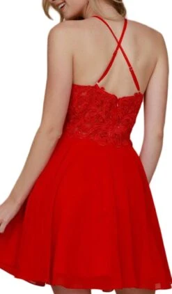 Nox Anabel - A615 Embroidered Halter Neck Chiffon A-line Dress -Wedding Dress Shop nox anabel a615 embroidered halter neck chiffon a line dress special occasion dress 6085506170937