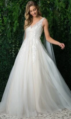 Nox Anabel JE947 - V Neck Bridal Gown With Shoulder Sash 15 Nox Anabel JE947 - V Neck Bridal Gown With Shoulder Sash -Wedding Dress Shop nox anabel je947 v neck bridal gown with shoulder sash wedding dresses 32148068401235