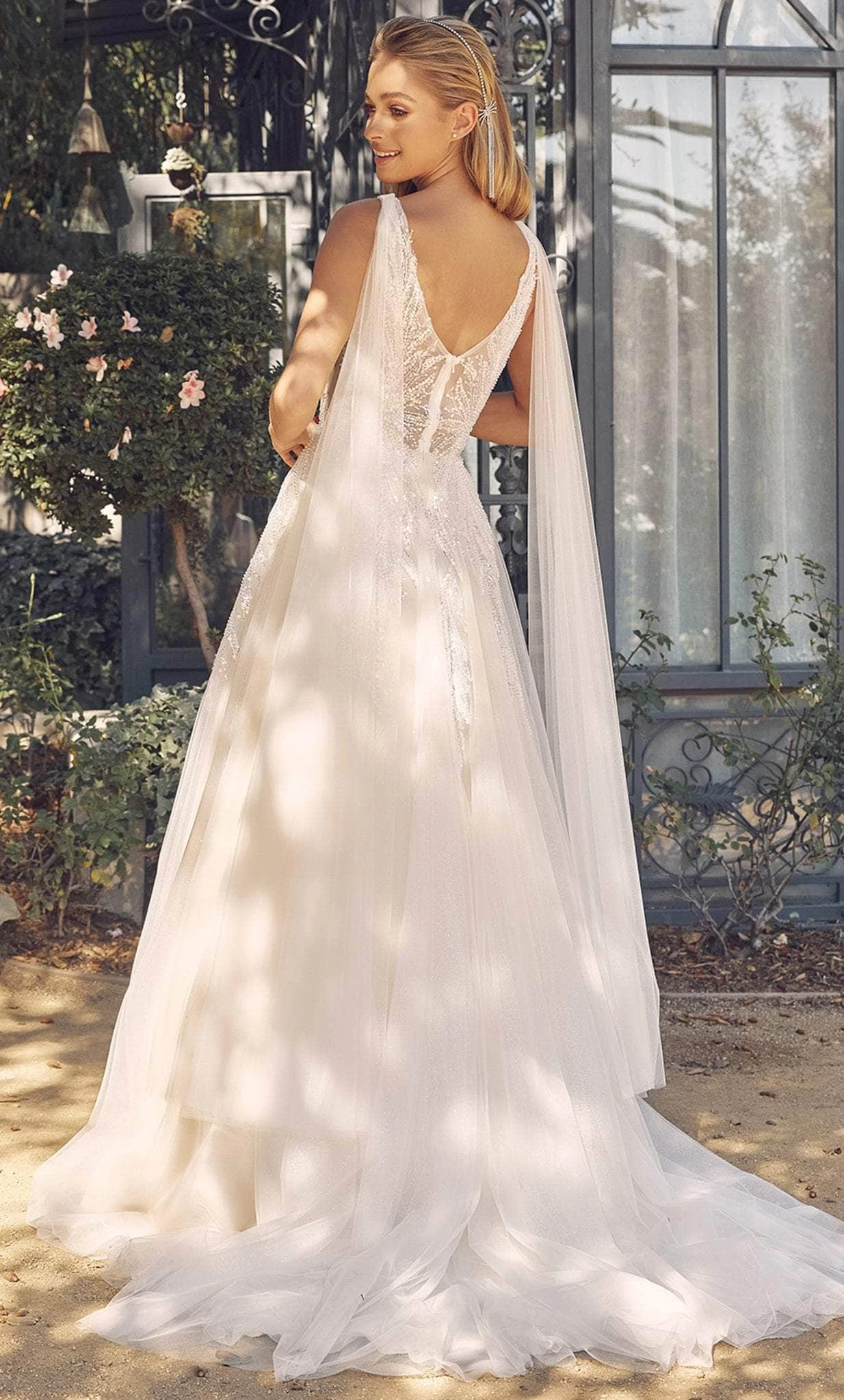 Nox Anabel JE947 - V Neck Bridal Gown With Shoulder Sash 9 Nox Anabel JE947 - V Neck Bridal Gown With Shoulder Sash - Image 9