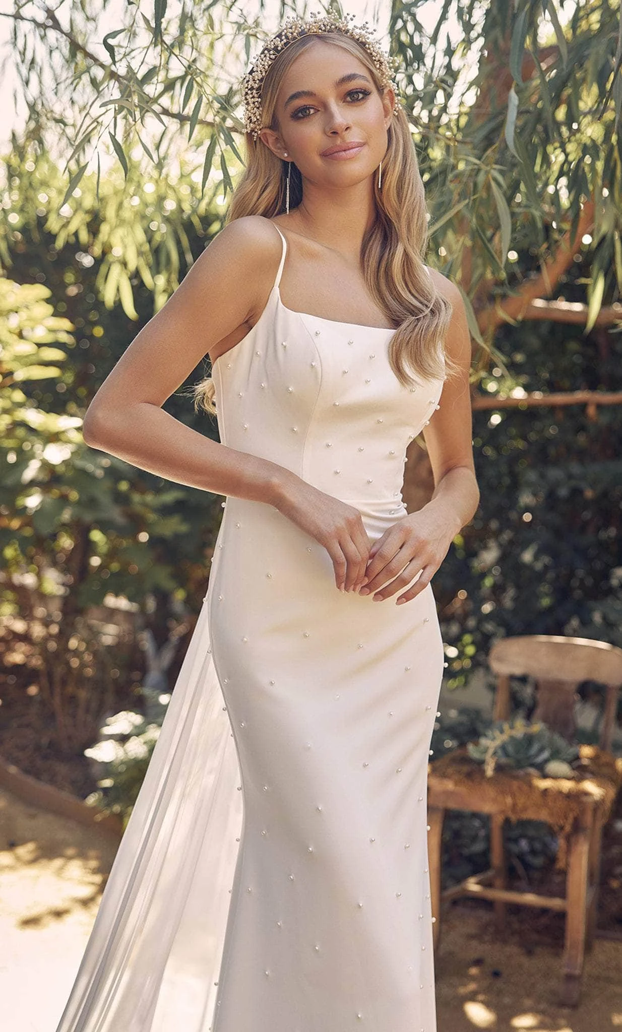 Nox Anabel QW963 - Pearl Appliqued Bridal Dress 4 Nox Anabel QW963 - Pearl Appliqued Bridal Dress - Image 4