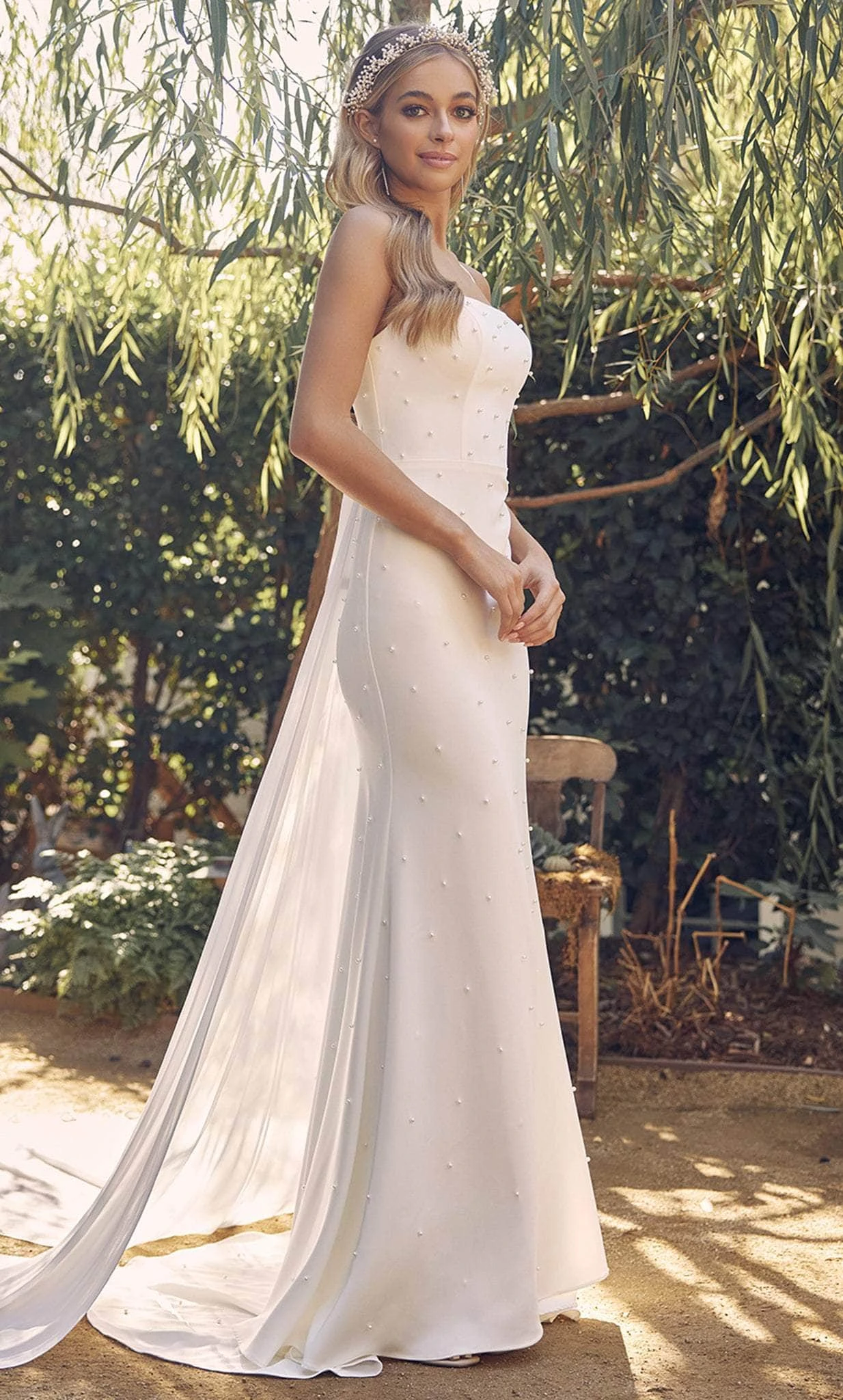 Nox Anabel QW963 - Pearl Appliqued Bridal Dress 5 Nox Anabel QW963 - Pearl Appliqued Bridal Dress - Image 5