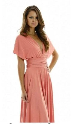 Poly USA - 7022 Twist And Tie Long Convertible Jersey Dress -Wedding Dress Shop poly usa 7022 twist and tie long convertible jersey dress bridesmaid dresses xs coral 7200652492883