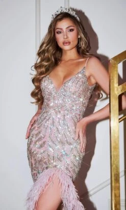 Portia And Scarlett - Ps21504C Sequined Deep V-Neck Trumpet Gown -Wedding Dress Shop portia and scarlett ps21504c sequined deep v neck trumpet gown special occasion dress 29222064521299