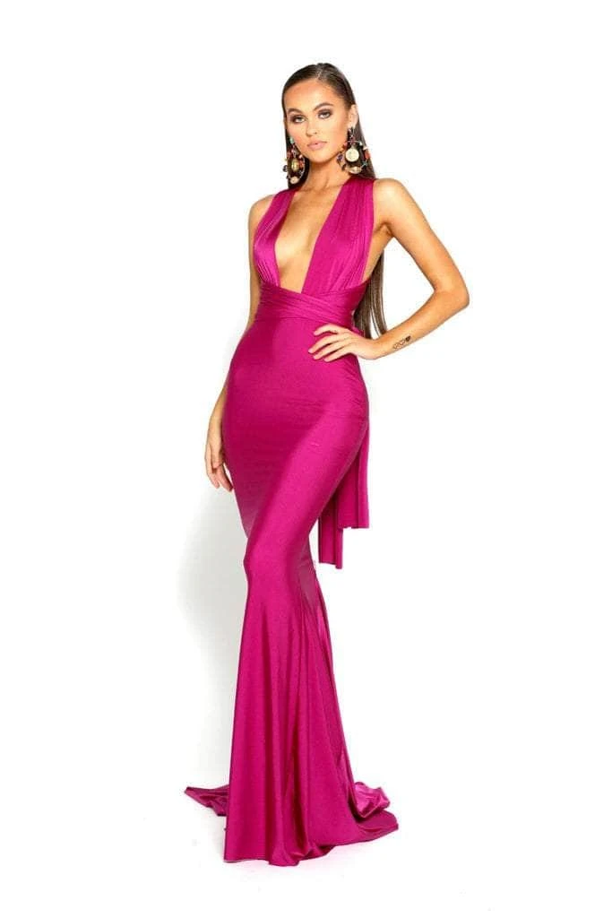 Portia And Scarlett PS6110 - Plunging Neck Sheath Formal Dress 1 Portia And Scarlett PS6110 - Plunging Neck Sheath Formal Dress