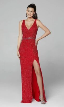Primavera Couture - 3725 Beaded Sleeveless V-Neck Long Gown -Wedding Dress Shop primavera couture 3725 beaded sleeveless v neck long gown special occasion dress 00 red 29494888169555