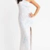 Primavera Couture - 3759 Glamorous Fully Beaded One Shoulder Long Sleeve Evening Gown