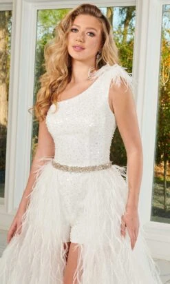 Rachel Allan 50139 - One Sleeve Sequin Romper -Wedding Dress Shop rachel allan 50139 one sleeve sequin romper special occasion dress 30774817325139