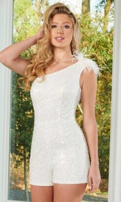 Rachel Allan 50139 - One Sleeve Sequin Romper -Wedding Dress Shop rachel allan 50139 one sleeve sequin romper special occasion dress 30774817587283
