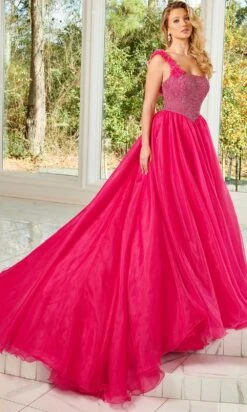 Rachel Allan 50156 - Bedazzled Asymmetric Evening Gown -Wedding Dress Shop rachel allan 50156 bedazzled asymmetric evening gown evening dresses 00 fuchsia 30778379141203