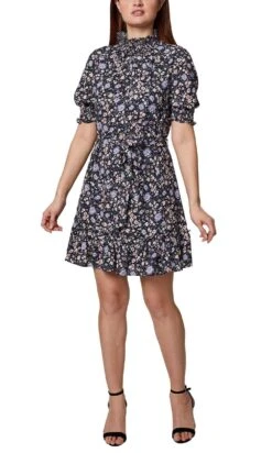 Sage Collective SU05D20 - Puff Sleeve Floral Short Dress
