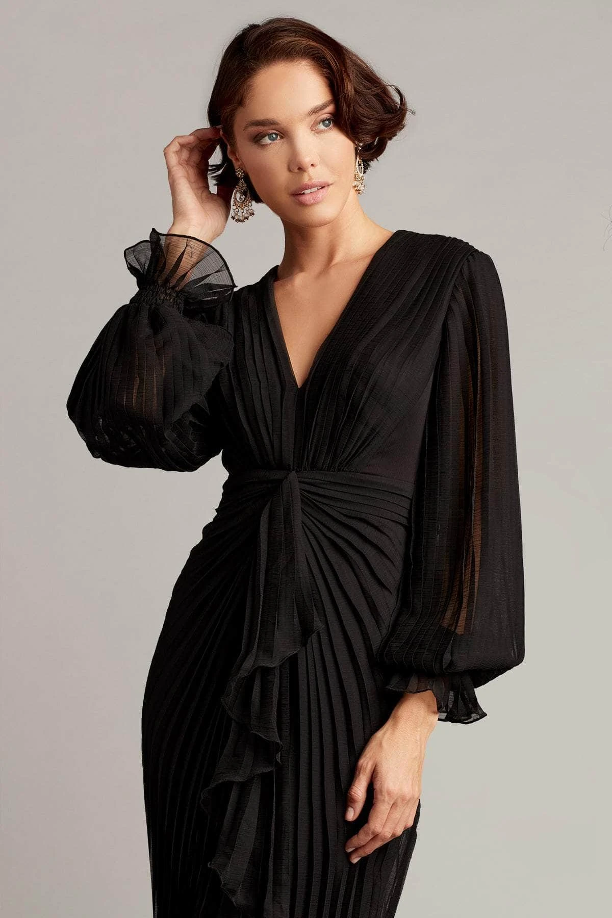 Tadashi Shoji AVO22075M - Long Sleeve Pleated Detail Formal Dress 6 Tadashi Shoji AVO22075M - Long Sleeve Pleated Detail Formal Dress - Image 6