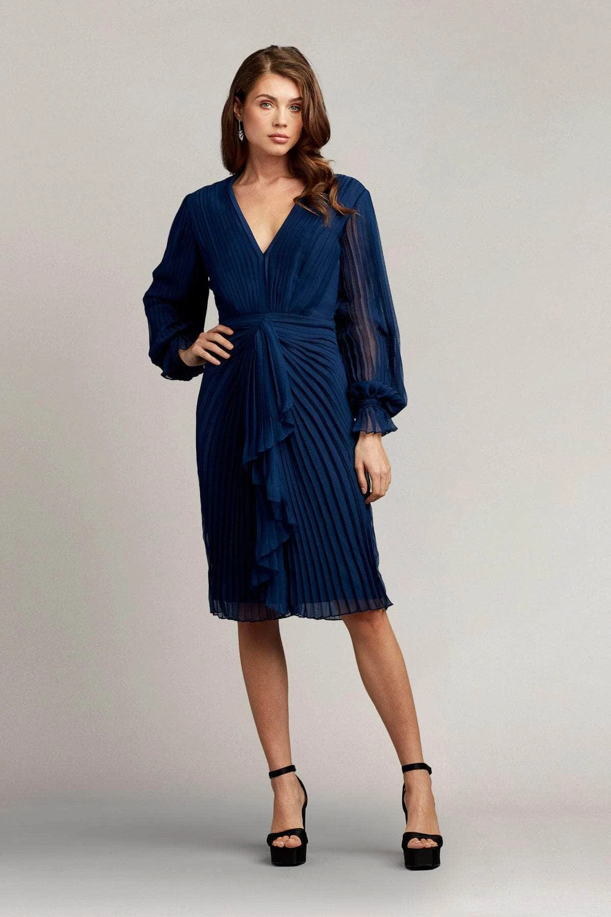 Tadashi Shoji AVO22075M - Long Sleeve Pleated Detail Formal Dress 8 Tadashi Shoji AVO22075M - Long Sleeve Pleated Detail Formal Dress - Image 8