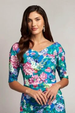 Tadashi Shoji CAK21028M - Floral Printed Midi Casual Dress -Wedding Dress Shop tadashi shoji cak21028m floral printed midi casual dress special occasion dress 32166064783443