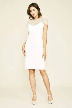 Tadashi Shoji - Crepe Lace Ferguson Dress - 1 Pc Ivory In Size 12 Available