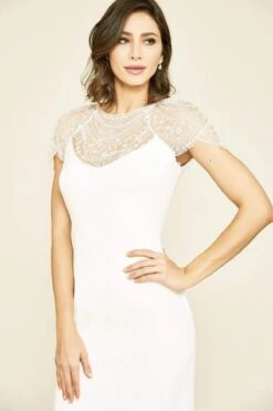 Tadashi Shoji - Crepe Lace Ferguson Dress - 1 Pc Ivory In Size 12 Available 5 Tadashi Shoji - Crepe Lace Ferguson Dress - 1 Pc Ivory In Size 12 Available -Wedding Dress Shop tadashi shoji crepe lace ferguson dress 1 pc ivory in size 12 available ccsale 12 ivory 28253146316883