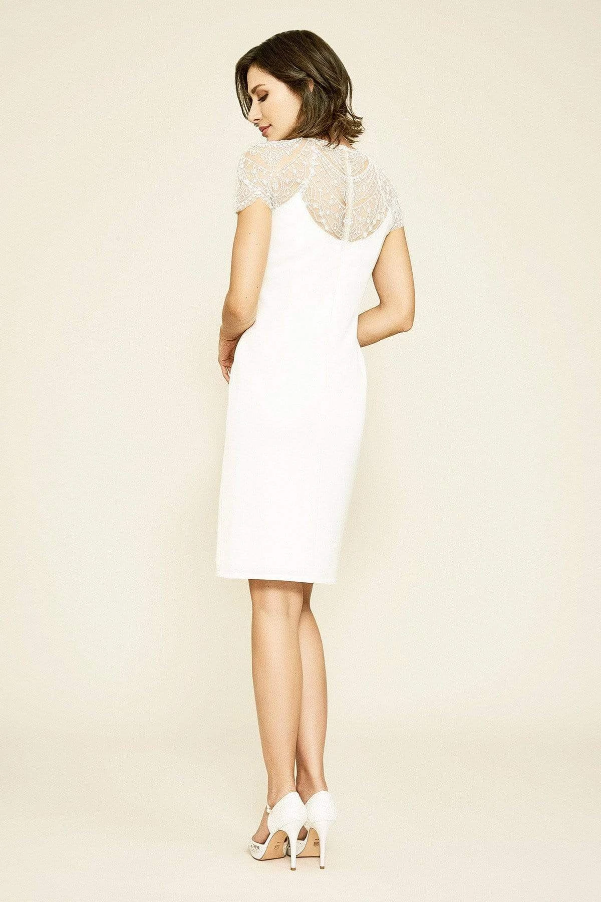 Tadashi Shoji - Crepe Lace Ferguson Dress - 1 Pc Ivory In Size 12 Available 2 Tadashi Shoji - Crepe Lace Ferguson Dress - 1 Pc Ivory In Size 12 Available - Image 2