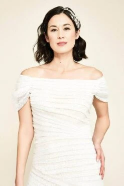 Tadashi Shoji - Off Shoulder Bridal Gown BGB19147LBR - 1 Pc Ivory/Petal In Size 10 Available -Wedding Dress Shop tadashi shoji off shoulder bridal gown bgb19147lbr 1 pc ivory petal in size 10 available wedding dresses 10 ivory petal 32357190991955