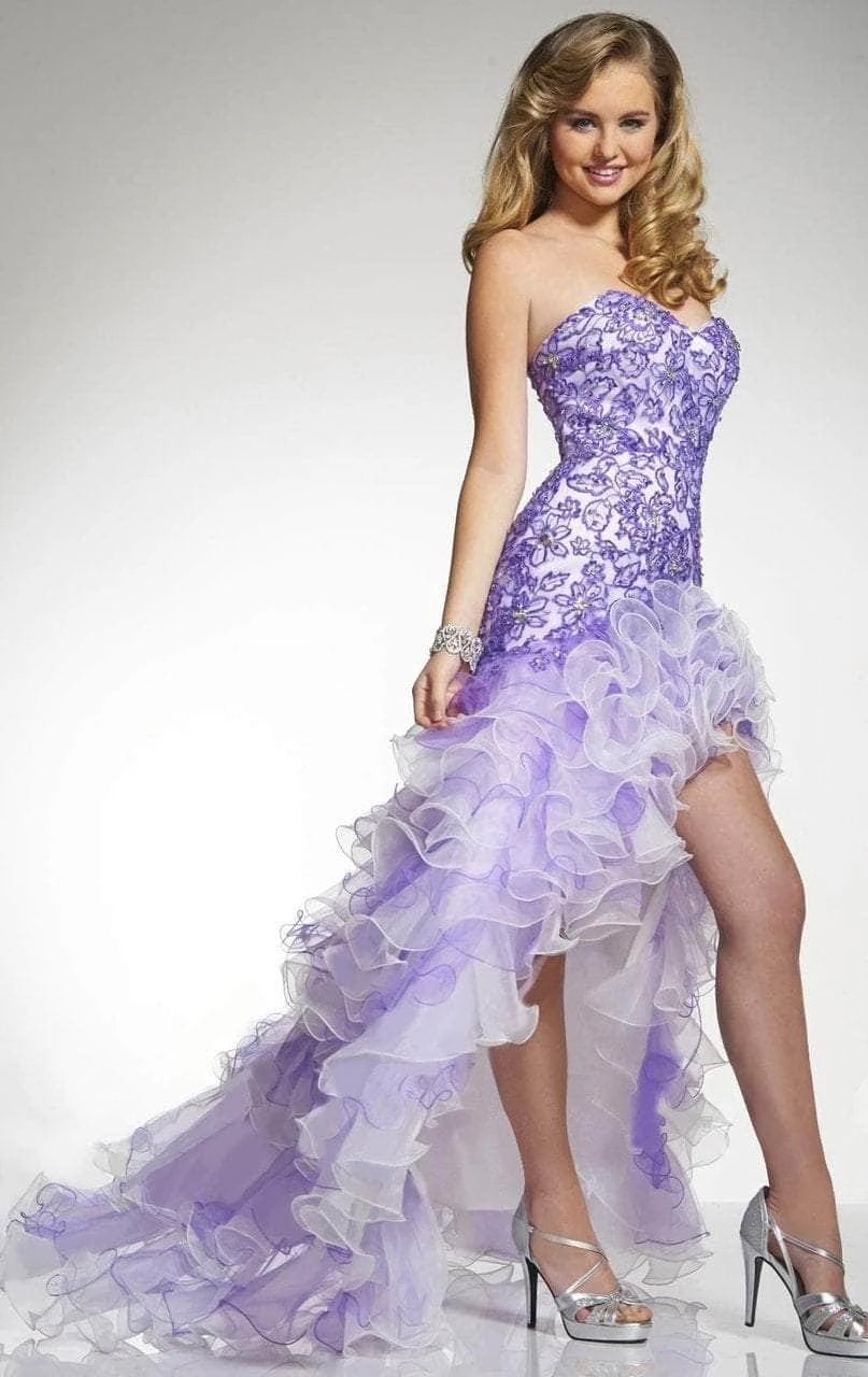 Tiffany Homecoming - Strapless Lace Ruffled Prom Dress 16016 - 1 Pc Lilac/Ivory In Size 12 Available 1 Tiffany Homecoming - Strapless Lace Ruffled Prom Dress 16016 - 1 Pc Lilac/Ivory In Size 12 Available